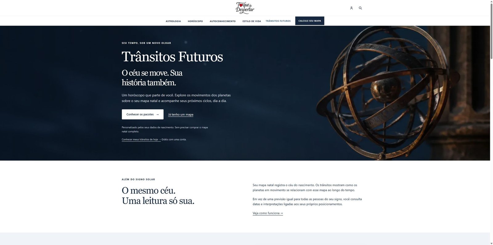 Página dos Trânsitos Futuros com leitura personalizada
